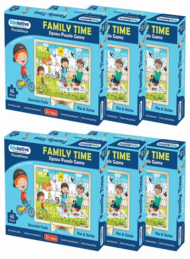 Eduketive مجموعة ألغاز الصور المقطوعة Educetive PuzzleDecor Family TIME، 6 قطع، 40 قطعة، هدية مثالية لأعياد الميلاد - Image 1
